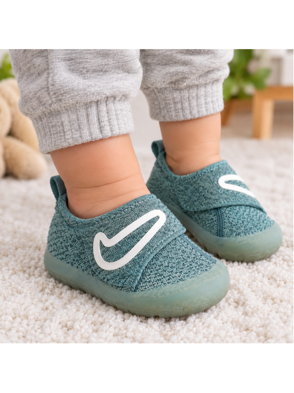 Nike Swoosh | Toddler Shoes Size 7C Denim Turquoise Slip On Strap FB3244-403